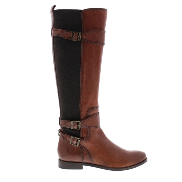 Frye Anna Gore tall whiskey Brown Leather Boots Size 7.5 - Picture 2 of 12